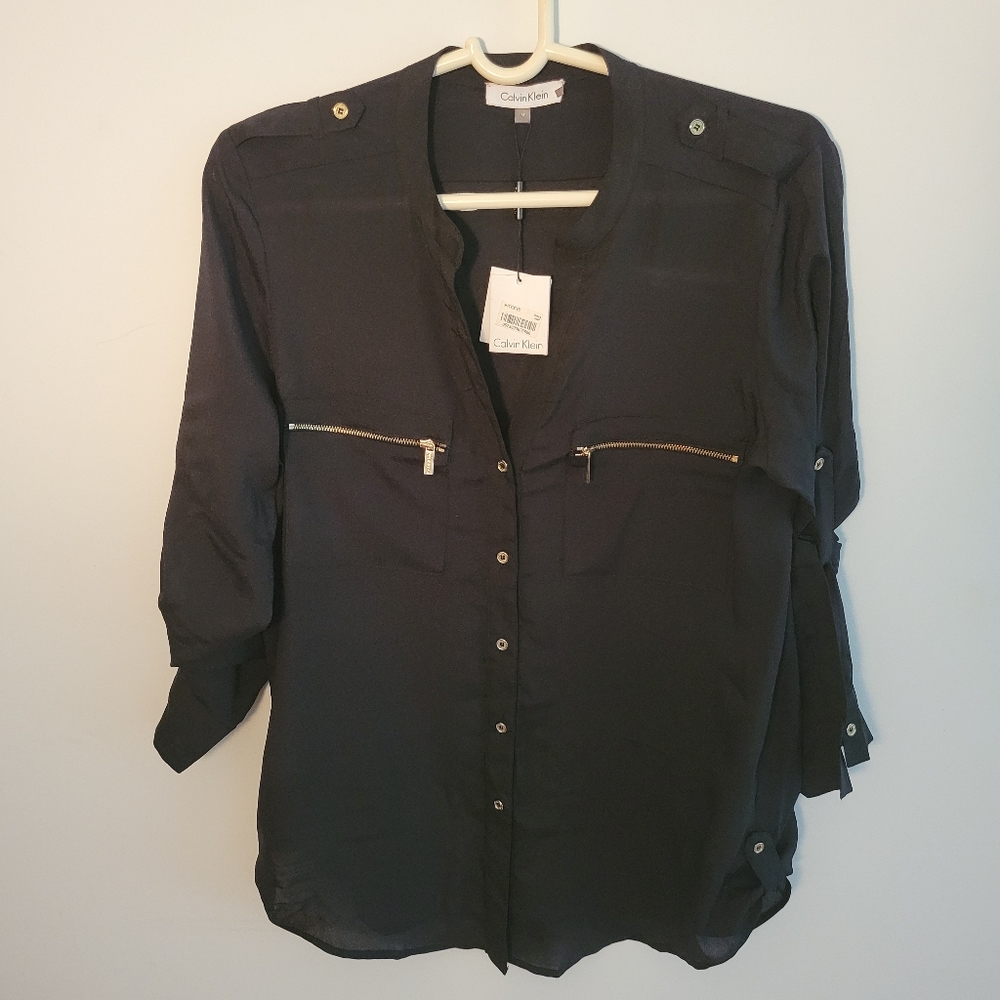 Calvin Calvin Designer Black button Up Size Medium
